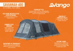 Vango Savannah 400 Tent Package With Footprint 2025 -World Of Camping Savannah 400 Infographic LowRes
