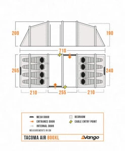 Vango Tacoma Air 800XL Tent - 2025 18 Vango Tacoma Air 800XL Tent - 2025 -World Of Camping TacomaAir800XLFloorplan LowRes small