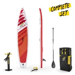 Bestway HydroFrorceFastblast Tech - 12’6ft SUP Inflatable Stand Up Paddle Board -World Of Camping bw65343 callout 1 red sup inflatable stand up paddle board