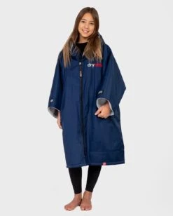 Dryrobe Advance Kids Short Sleeve Navy Grey