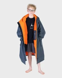 Dryrobe Advance Kids Long Sleeve Dark Grey / Orange -World Of Camping kids advance greyorange 2